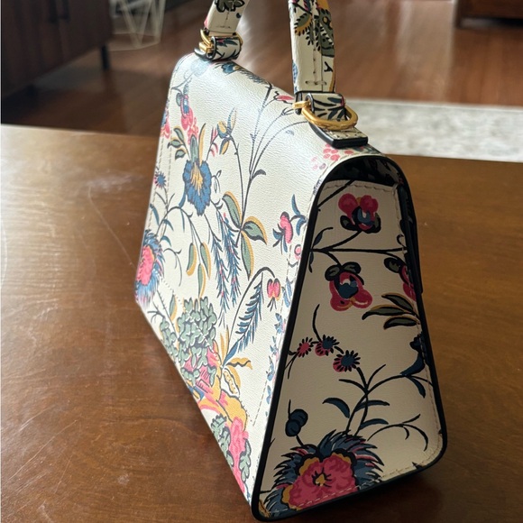 Leather Tory Burch Small Top Handle Parker Floral Bag - Picture 2 of 5